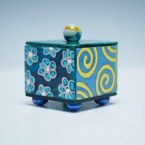 Mark Lewanski Colorful Art Glass Lidded Box