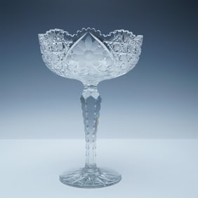 American Brilliant Cut Crystal Pedestal Compote
