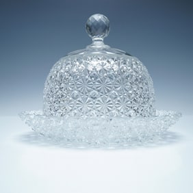 Pressed Crystal Cheese Dome, Daisy and Button Design
