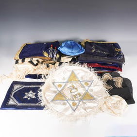 33pc Collection of Vintage Judaica Textiles and Accessories