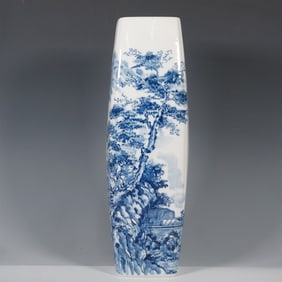 Chinese Blue and White Porcelain Landscape Vase