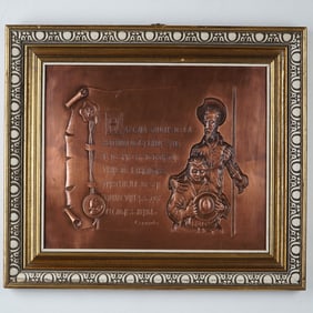 Don Quixote and Sancho Panza Copper Relief Plaque