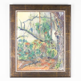 Devane Oil Painting, Forest Landscape, Signed
