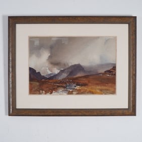 Original William Russell Flint Watercolor Landscape, Signed