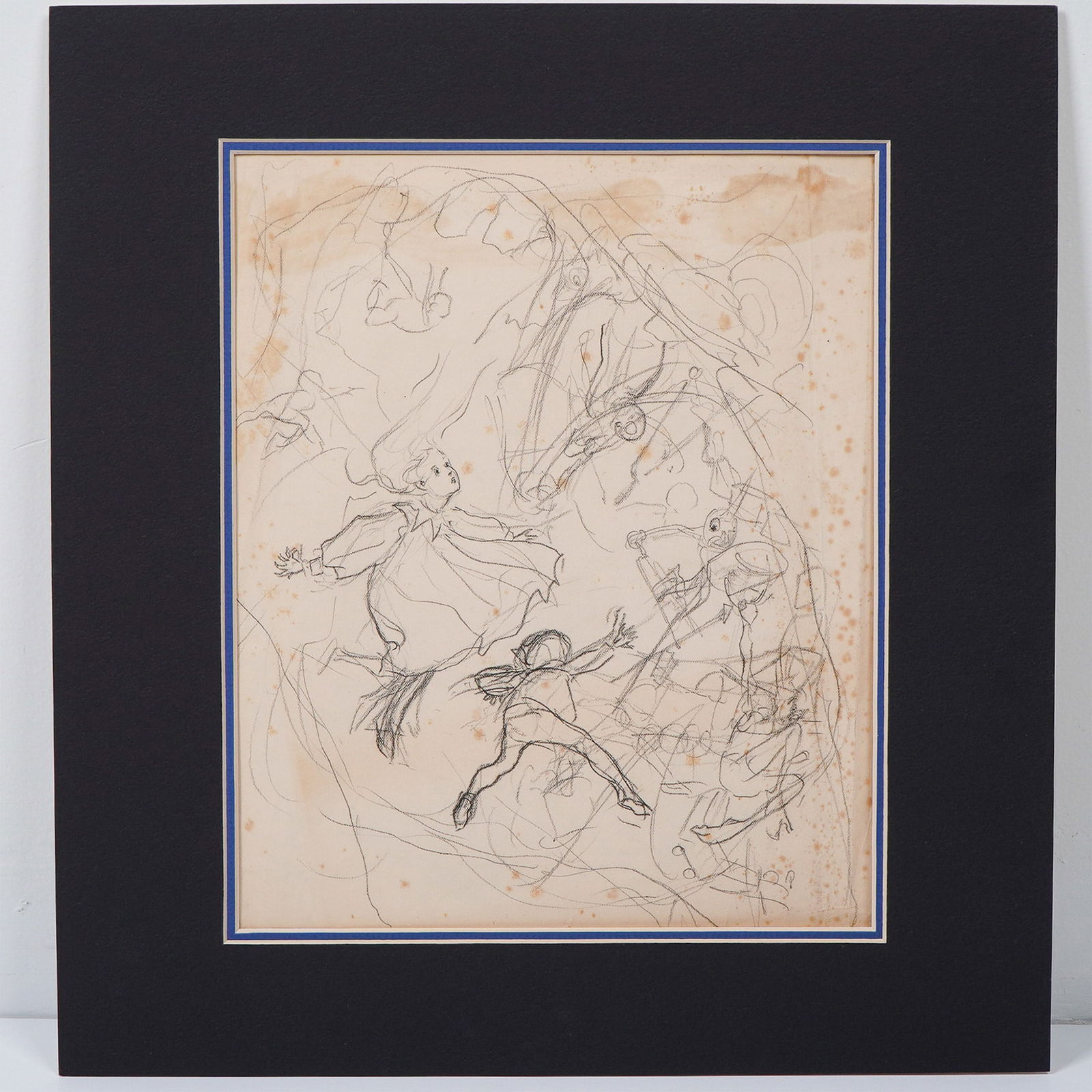 Arthur Rackham Illustration, The Zankiwank & The Bletherwitch: A rare original pencil illustration by Arthur Rackham for The Zankiwank & The Bletherwitch, a whimsical children's book published in 1896. This dynamic sketch showcases Rackham's signature style, depi