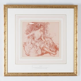 William Russell Flint, Cecilia, Sanguine Chalk on Paper, Signed