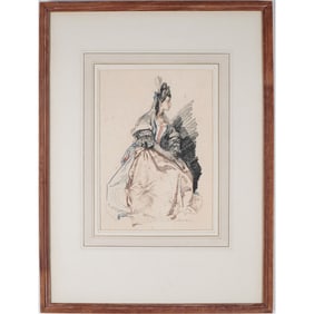 William Russell Flint, Mirabel, Crayon on paper, Signed
