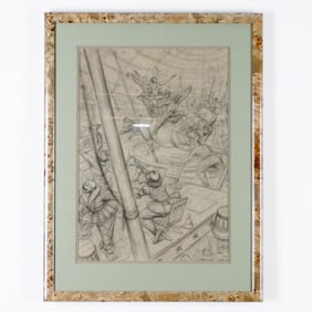 Hyman Bloom, Original Drawing, Circus Scene, Pencil on Paper, Signed