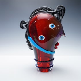 Viz Glass Hand-Blown Abstract Face Sculpture