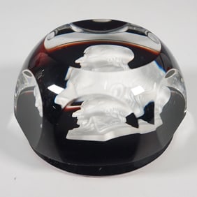 Baccarat Sulphide Paperweight With Napoleon Portrait