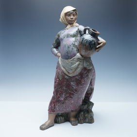 Lladro Porcelain Matte Statue, Country Woman 01012049