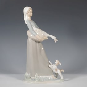 Nao by Lladro Porcelain Figurine, Girl with Goose & Dog
