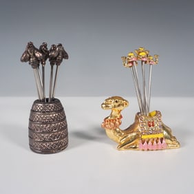 2pc Camel and Honey Barrel Snack Fork Sets