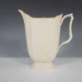 Lenox Embossed Floral Porcelain Pitcher with Gold Trim