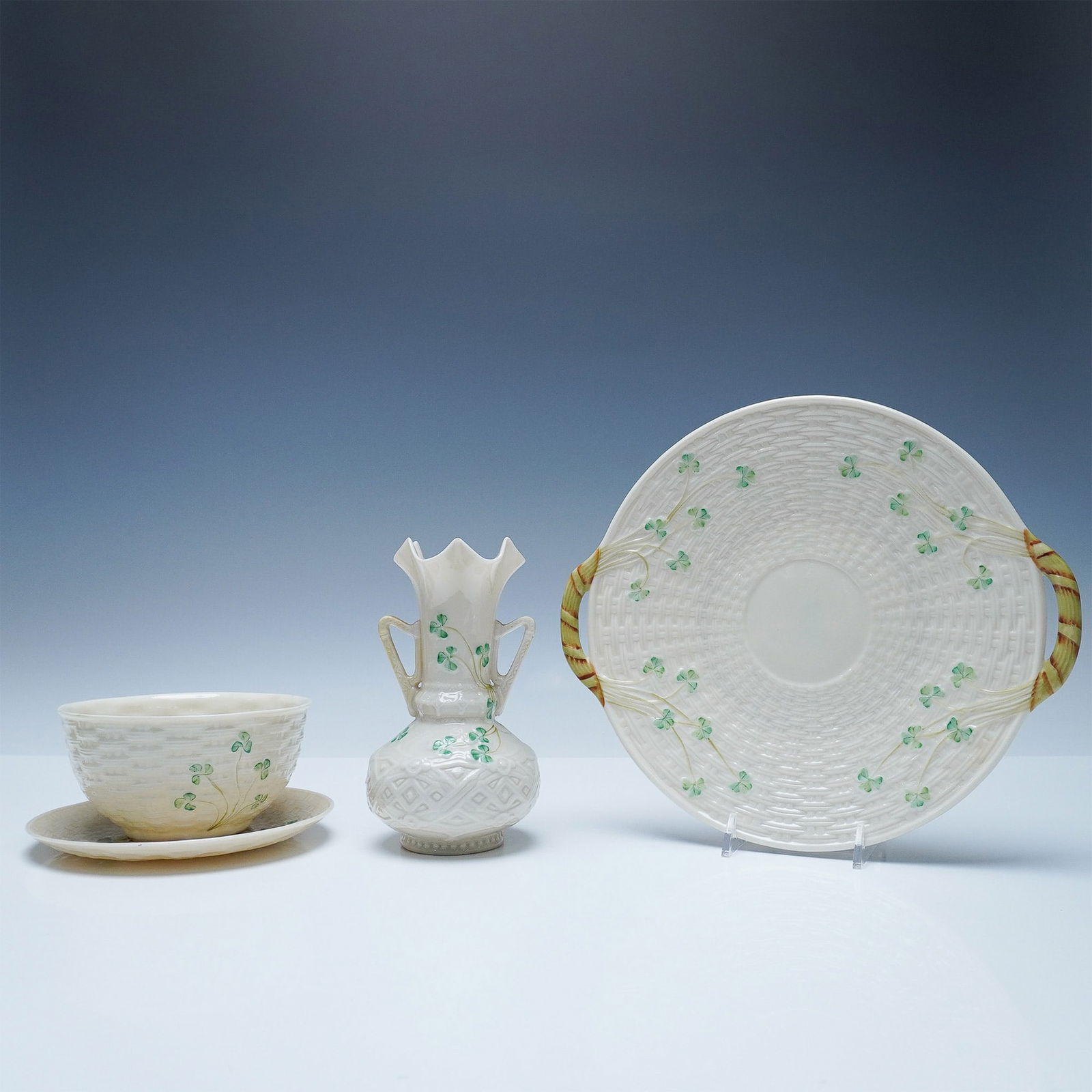 4pc Belleek Shamrock Basketweave Assorted Pieces (1 of 5)