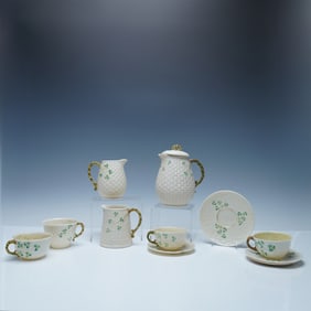 10pc Belleek Assorted Shamrock Tableware