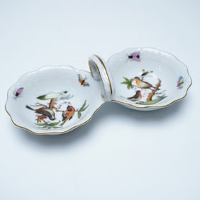 Herend Twin Salt Cellars with Handle, Rothschild Bird