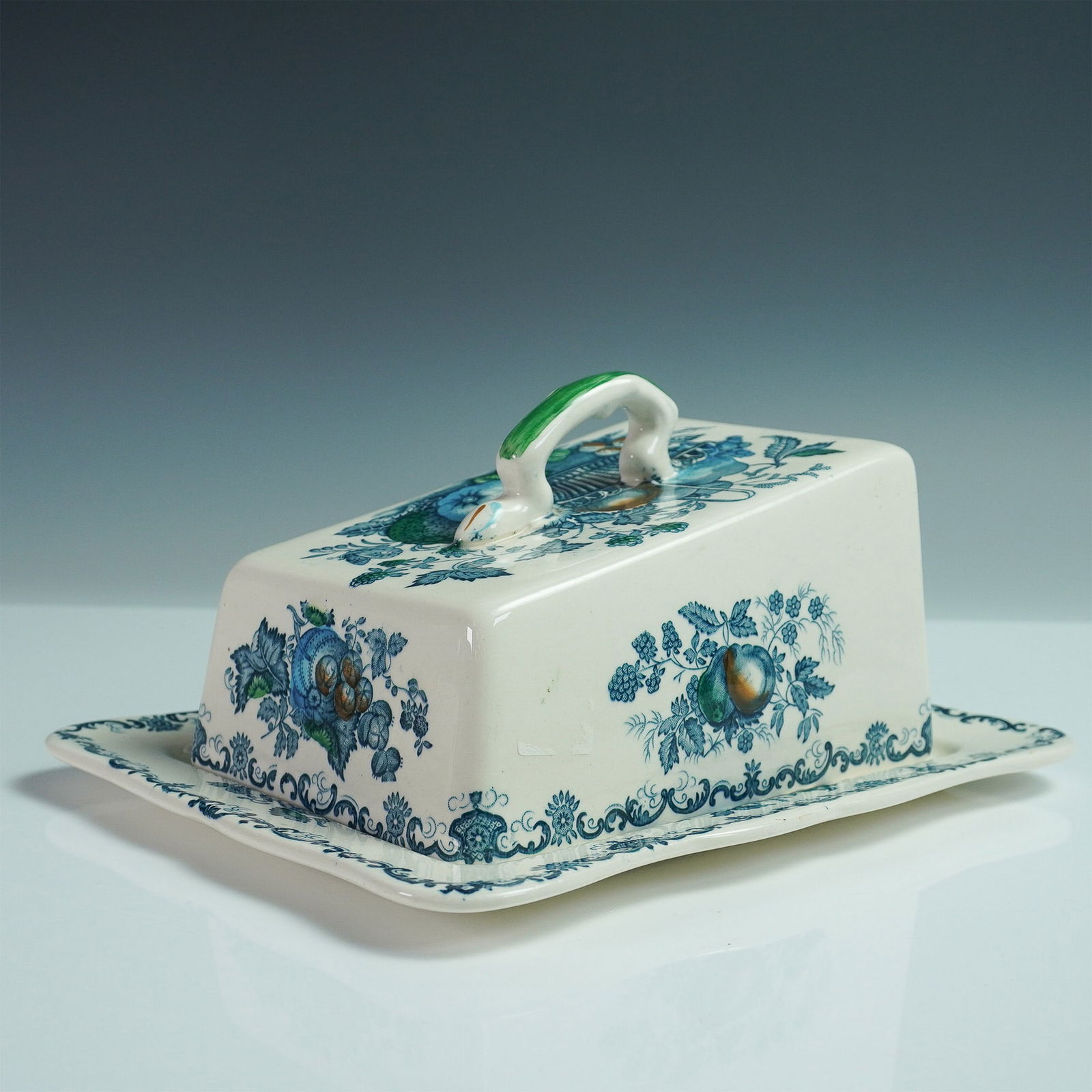 Mason's Ironstone China Covered Cheese Dish, Fruit Basket Blue Multicolor (1 of 6)