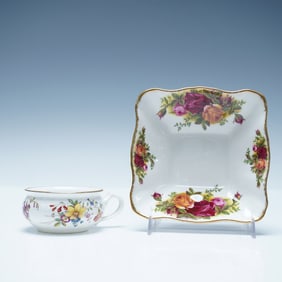 2pc Royal Albert, and Hammersley Floral Motif Bowls