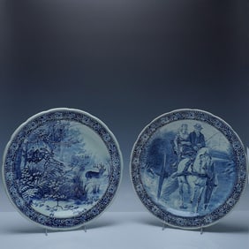 Pair of Royal Sphinx by Boch Delfts Chargers