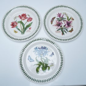 3pc Portmeirion Botanic Garden Set of Three Floral Plates