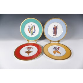 4pc Faberge French Porcelain Ballet Russes Plates