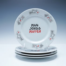 4pc House of Prill Mah Jongg Maven Porcelain Plates
