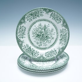4pc Wood & Sons Porcelain Transferware Plates