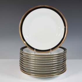 12pc Richard Ginori Palermo Black Fine China Dessert Plates