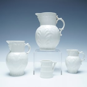 4pc Royal Worcester White Embossed Jugs
