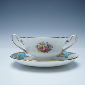 2pc Shelley Bone China Soup Cup and Saucer, Duchess 13403
