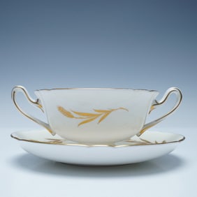 2pc Shelley Bone China Soup Cup and Saucer, Golden Harvest 13685