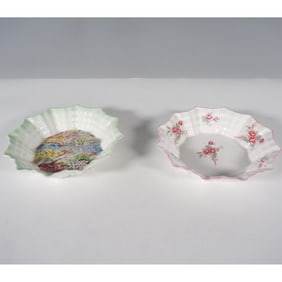 2pc Shelley England Fluted Porcelain Bowls Pair