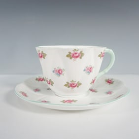 2pc Shelley Fine China Cup and Saucer, Rosebud