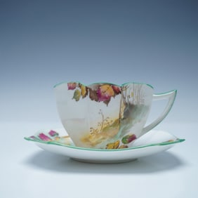 2pc Shelley Teacup and Saucer Set, Autumn Leaves