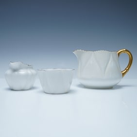 3pc Shelley Fine Bone China Tea Pot, Creamers, and Sugar Bowl