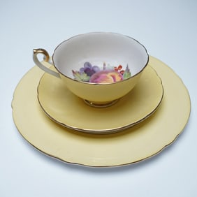 3pc Shelley Yellow Fruit Motif Trio Tea Set