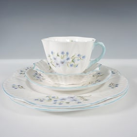 5pc Shelley Bone China Tea Set, Blue Rock