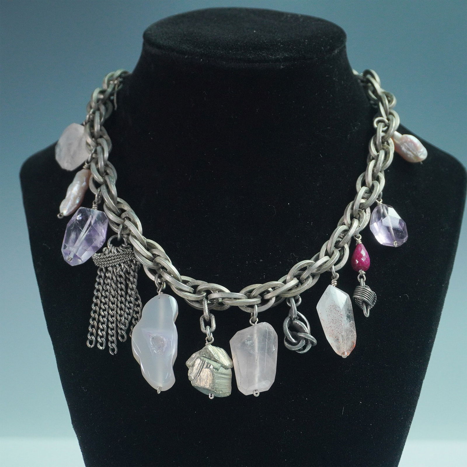 Connie Bates Eclectic 15"L Charm Necklace with Natural Gemstone Accents (1 of 4)