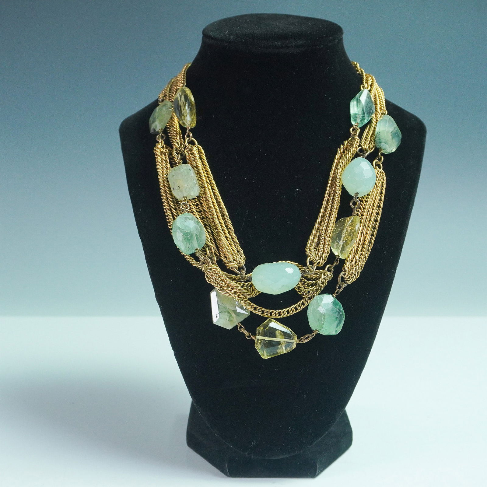 Connie Bates Gold Tone Multi-Strand Necklace with Faceted Gemstones (1 of 4)