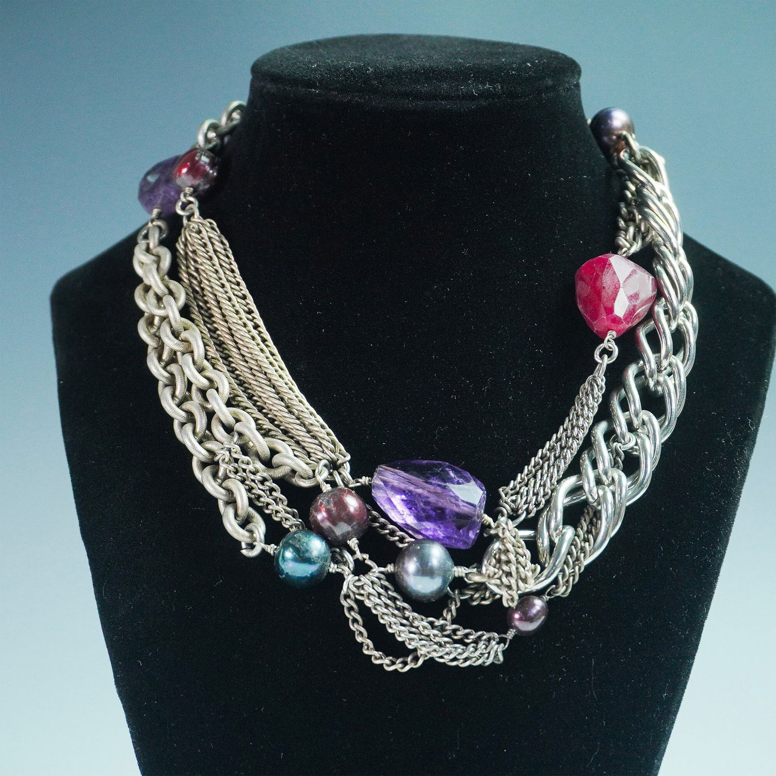 Connie Bates Mixed Metal and Gemstone Statement Necklace (1 of 4)