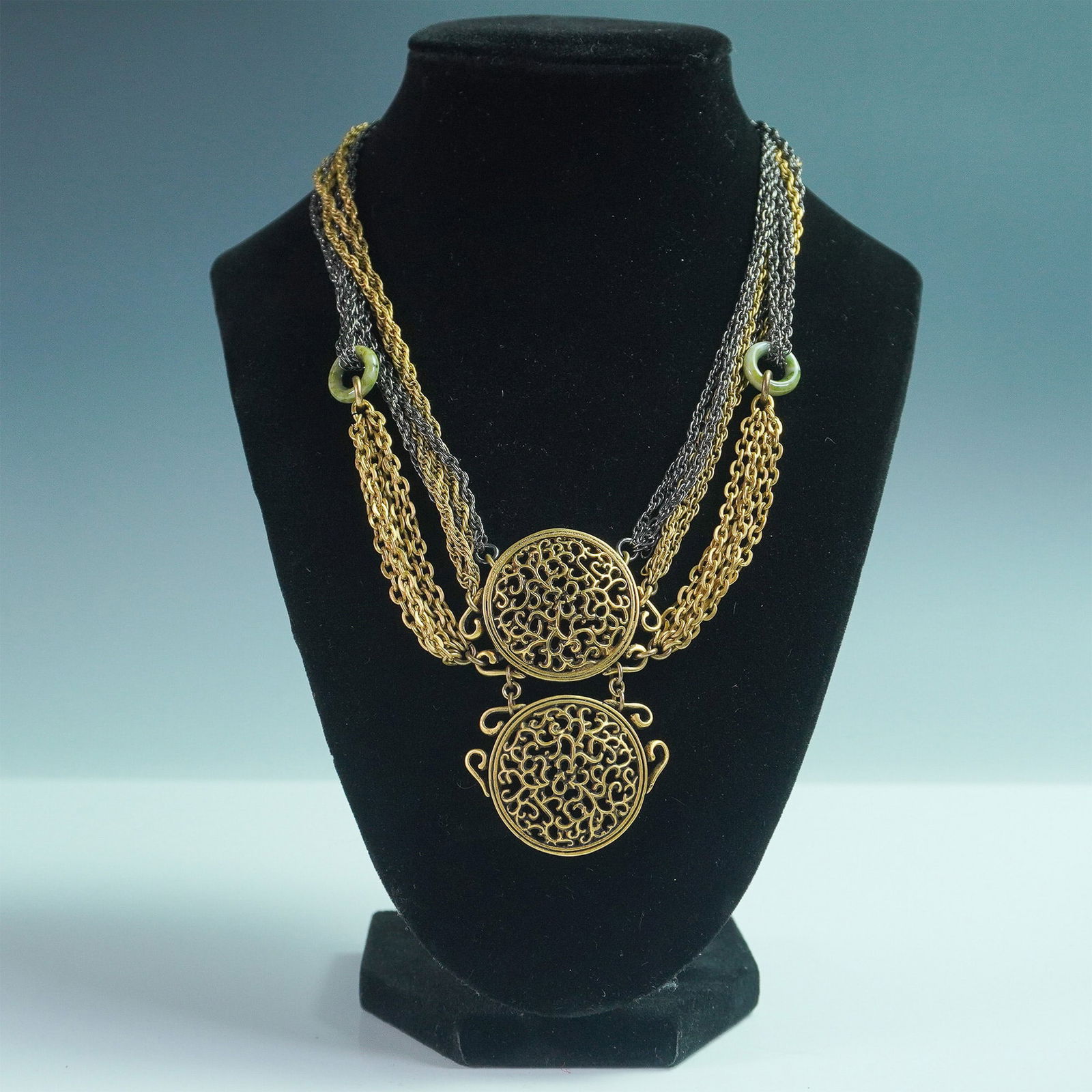 Connie Bates Mixed Metal Statement Necklace with Filigree Medallions (1 of 5)