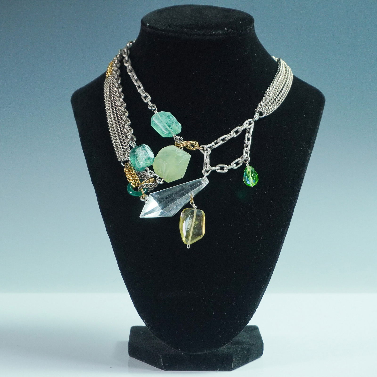 Connie Bates Statement Necklace with Mixed Metal Chains & Gemstone Accents (1 of 5)