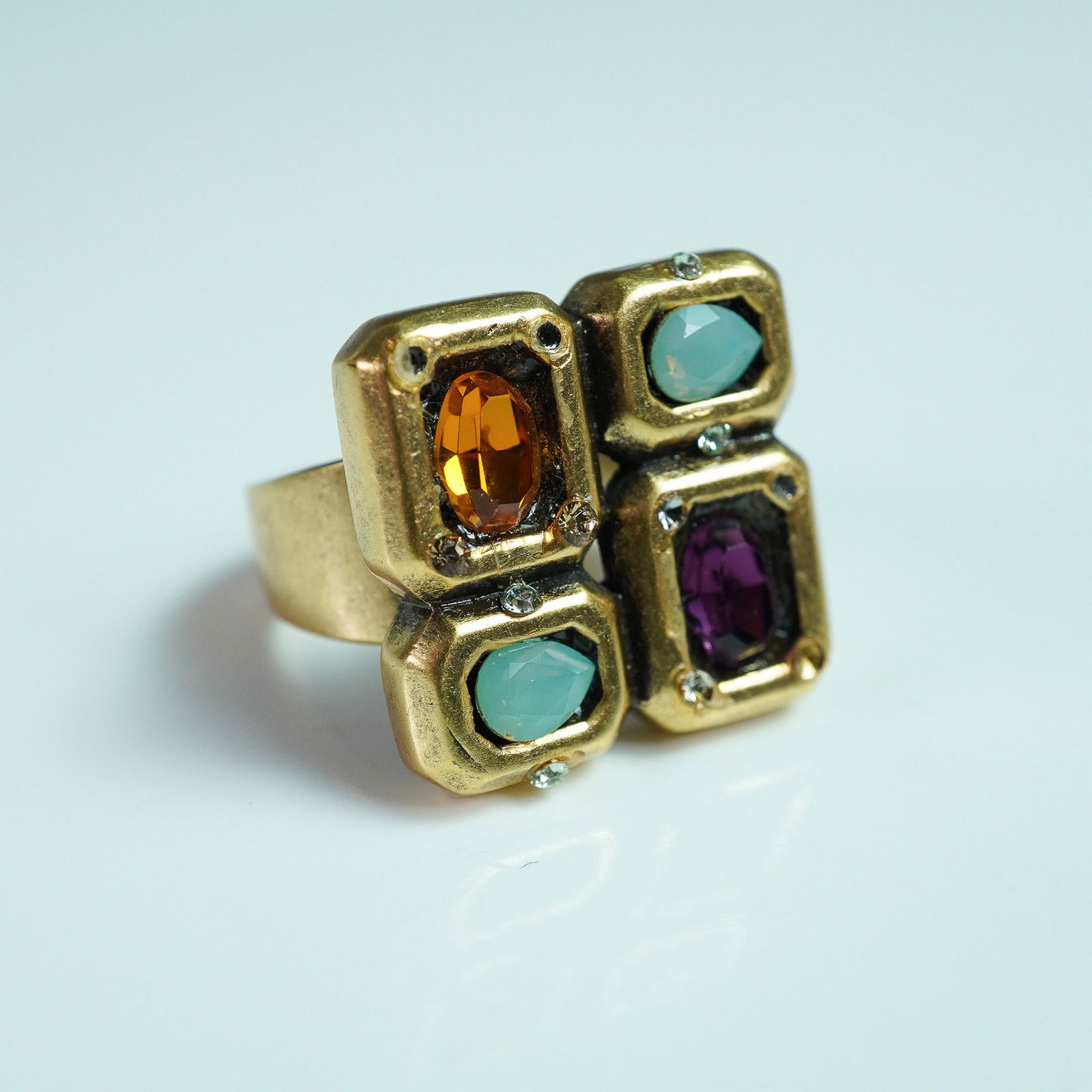 Connie Bates Gold-Toned Statement Ring with Multi-Gemstones (1 of 4)