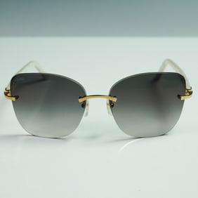 Cartier Rimless Sunglasses with Gold and Pearlized Temples