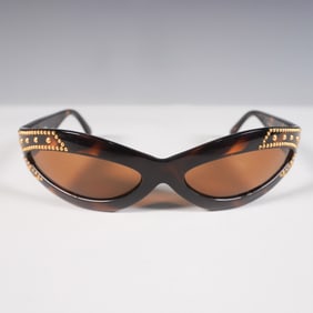 Vintage Versace Tortoiseshell Sunglasses With Gold Studs
