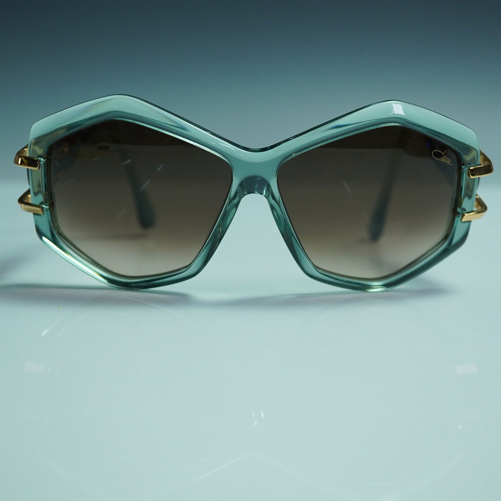 Cazal Geometric Green and Gold Sunglasses (1 of 6)