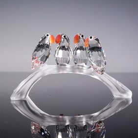 Swarovski Crystal Figurine, Baby Lovebirds