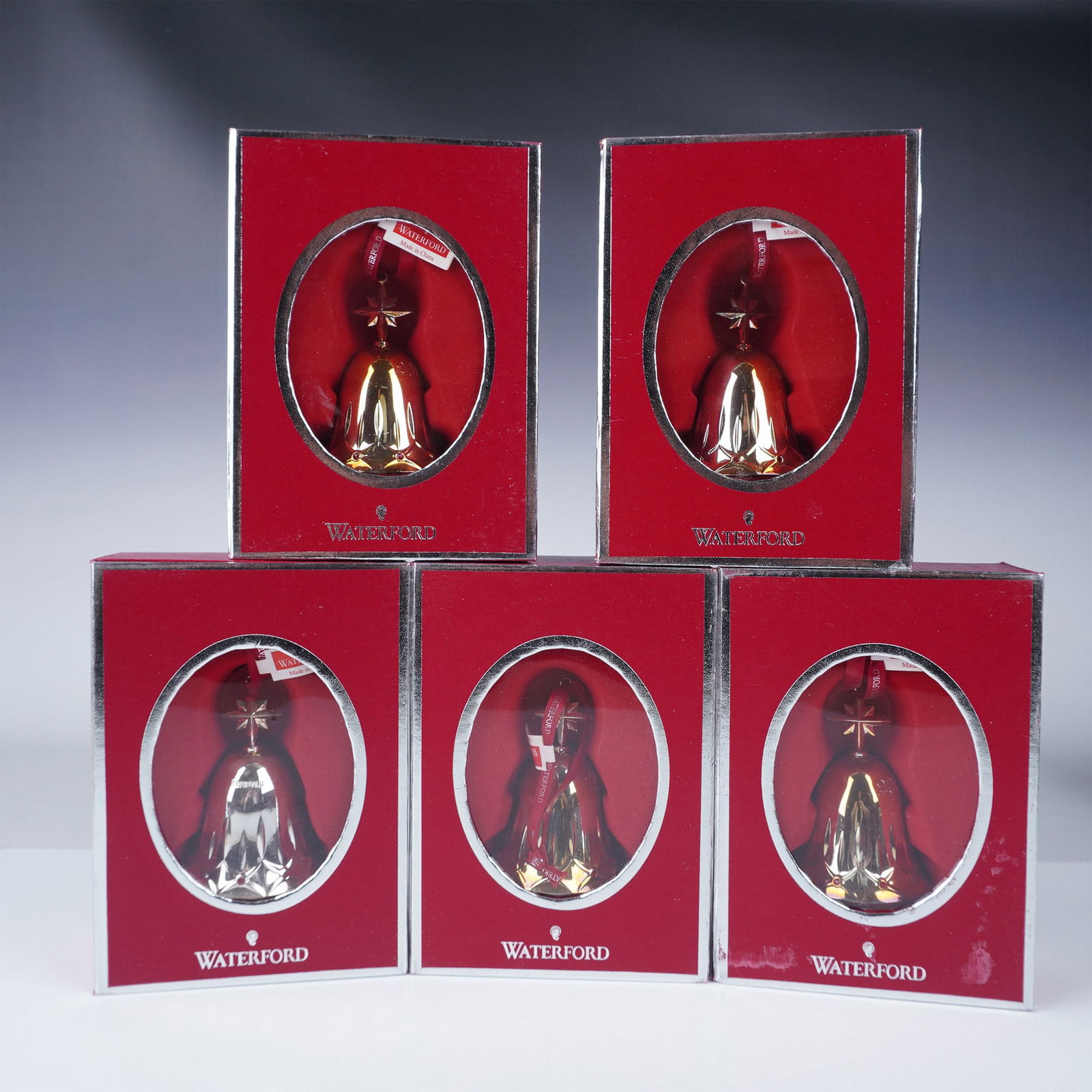 5pc Waterford 2012 Lismore Bell Ornaments (1 of 3)