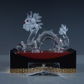 Swarovski Crystal SCS Dragon Figurine with Plaque and Base